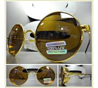 Classico Vintage Steampunk Rétro Hip Hop Stile Sole Occhiali Rotondo Oro Metallo