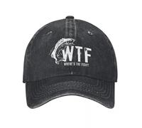 Classico WTF Dov'è Il Pesce Cappello in Denim da Pesca Divertente Durevole per Tutte Le Stagioni Berretto da Baseball Femminile per Gli Uomini Essenziale per L'Estate