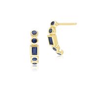 Classico Zaffiro Mezza Eternity Cerchio Orecchini IN 9ct Oro Giallo