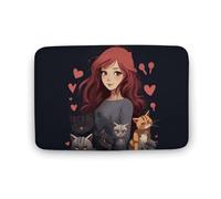 Classico Zerbino di Benvenuto A Girl Who Loves Cats, Tappetino di benvenuto, Camera, Terrazzo, Casa, Antiscivolo Tappeto Ingresso 40X60cm