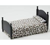 Classics by Handley Letto singolo in miniatura, nero con tessuto floreale marrone e bianco