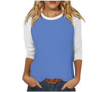 Classics Maglietta Donna Maniche 3/4 Colori A Contrasto Raglan Maglietta a Maniche Corte Donna Magliette Raglan in Cotone dinamico Magliette da Baseball Leggere per Prestazioni all'aperto