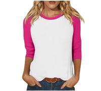 Classics Maglietta Donna Maniche 3/4 Colori A Contrasto Raglan Maglietta a Maniche Corte Donna Magliette Raglan in Cotone dinamico Magliette da Baseball Leggere per Prestazioni all'aperto