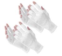 Classicseali 2 paia di guanti in cotone bianco, senza dita, bianchi, resistenti al sudore e traspiranti, per eczema, asciugare le mani, dormire, lozione, spa, guida, golf, ciclismo