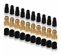 Classicseali 30 adattatori per valvola francese, adattatore per bicicletta, 10 adattatori per valvole in ottone, 10 tappi per valvole nere e 10 cappelli francesi per biciclette, e-bike ed e-scooter