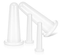 Classicseali Set di 4 ventose per il viso, in silicone, 2 diverse dimensioni di coppettazioni in silicone, per massaggio anti-invecchiamento, set per coppettazione viso, collo, occhi, bianco