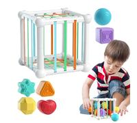 Classificatore di forme - Cubo classificatore di forme in legno, gioco dfe blocchi sensoriali, giocattoli per 1 anno, 8 pezzi, forme multisensoriali colorate, blocchi sensoriali
