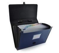 Classificatore organizer con 24 divisioni con bordi rinforzati, chiusura a spilla e maniglia di grande capacità, ciglia e indicatori inclusi by Office Box. (Blu)