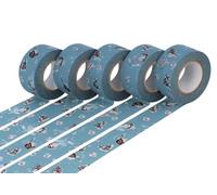 Classiky Set 5 nastri adesivi masking tape washi girls asagi blu 24 mm x 15 m.