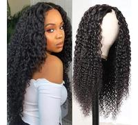 CLASSINE Parrucca Capelli Umani Parrucca Riccia V Part Curly Human Hair Wigs Capelli Veri umani Brasiliani Parrucca Donna Glueless V part Kinky Curly Human Hair Wig 16 Pollice 40cm
