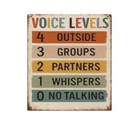 Classroom Behavior Voice Meter Tin Sign 8x12 Inch | Retro aluminum style adds charm while promoting respectful communication habits