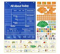 Classroom Calendar Chart, Pocket Learning Display, Educational Organizer Board, 31.5x26.77x0.08 Inches Visual Date Feature, Reusable Daily Setup, Preschool, Kindergarten, Teacher, Must Have