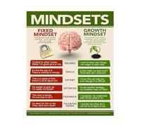 Classroom Decor Growth Mindset Poster Inspirational Motivational Educational Wall Art Teacher Resources Positive Mindset(Unframed,12x18inch(30x45cm))