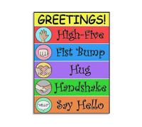 Classroom Rules and Greetings Poster for Kids Social Emotional Learning Educational Wall Art for Preschool Teachers(Framed,12x18inch(30x45cm))