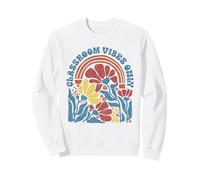 Classroom Vibes Only Rainbow Retro Boho Floral Teacher Felpa