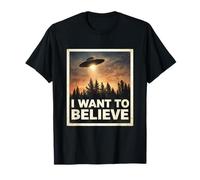 Classsic Vintage Voglio Credere UFO Astronave Aliena Maglietta