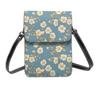 Classy Blossom White Print Small Crossbody Bags per le donne, piccole borse in pelle per telefono cellulare borsa a tracolla