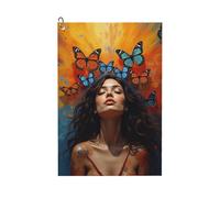 Classy Butterfly Woman Print No.883 - Asciugamani da golf per uomo e donna, 61 x 40 cm, alla moda, assorbente, ad asciugatura rapida, accessori per la pulizia della palla e borsa da discoteca, con