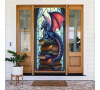 Classy Dragon Book Print No.228 Coperture decorative per porte, decorazioni per interni ed esterni, primavera, estate, autunno, inverno, Halloween, Natale, decorazioni per la casa