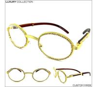 Classy Elegante Hip Hop Rapper Lenti Trasparenti Occhio Occhiali Ovale Oro &