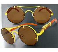 Classy Elegante Sofisticato Vintage Retrò Moderno Occhiali Rotondi Oro Telaio C3