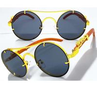 Classy Elegante Sofisticato Vintage Retrò Moderno Occhiali Rotondi Oro Telaio C4