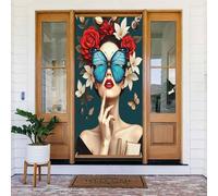 Classy Farfalla Donna Stampa No.819 Coperture Decorative per Porta Banner Decorazioni per Interni/Esterni, Primavera Estate Autunno Inverno Halloween Natale Decorazioni per la casa