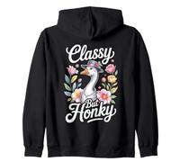 Classy ma Honky Floreale Acquerello Divertente Oca Felpa con Cappuccio