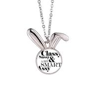 Classy Sassy & A Bit Smart Assy Citazione Coniglio Collana Ciondolo Bunny Animal Gioielli Regalo