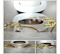 Classy Sofisticato Hip Hop Rapper Lenti Trasparenti Eye Occhiali Oro Stanghette