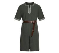 clasToonrain 2 tunica medievale da uomo con cintura da 195 cm, costume da cavaliere rinascimentale vichingo per Halloween, tema, festa, larp, risurrezione, domenica, antica giornata greca (verde