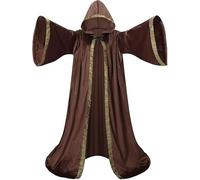 clasToonrain Witcher - Abito con cappuccio a maniche lunghe, in velluto e velluto, fantasia per cosplay, mantello di vampiro di Halloween, colore: marrone 170 cm