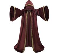 clasToonrain Witcher - Abito con cappuccio a maniche lunghe, in velluto e velluto, fantasia per cosplay, mantello di vampiro di Halloween(bordeaux 170 cm)