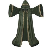 clasToonrain Witcher - Abito con cappuccio a maniche lunghe, in velluto e velluto, fantasia per cosplay, mantello di vampiro di Halloween(verde militare 150 cm)