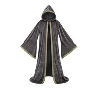 clasToonrain Witcher - Abito con cappuccio a maniche lunghe, in velluto e velluto, fantasia per cosplay, mantello di vampiro di Halloween(grigio 150 cm)