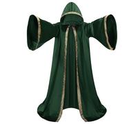 clasToonrain Witcher - Abito con cappuccio a maniche lunghe, in velluto e velluto, fantasia per cosplay, mantello di vampiro di Halloween(verde 150 cm)