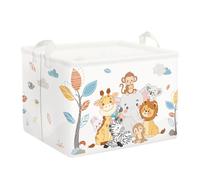 Clastyle Ceste Biancheria Animale Foresta Cartoni Animati Semplice per Bambini Cestino Portaoggetti Giocattoli Pieghevole per Ragazzi Ragazze, Elefante Giraffa, 40x30x30 cm