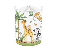 Clastyle Ceste Biancheria Bambini Animale Tropicale Cestino Giocattoli Vestiti per Ragazzo Ragazza Cestino Portaoggetti per Bagno Cameretta Bucato,Giraffa Zebra,36 * 45 cm
