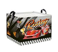 Clastyle Ceste Biancheria Bambini Auto da Corsa Cestino Giocattoli Vestiti Impermeabile per Ragazzo Cestino Portaoggetti per Bagno Cameretta Bucato, Bandiera, 40x30x30 cm