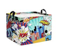 Clastyle Ceste Biancheria Bambini Città Skyline Cestino Giocattoli Vestiti Impermeabile per Ragazzo Cestino Portaoggetti per Bagno Cameretta Bucato, Fumetti, 40x30x30 cm