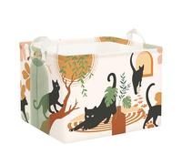 Clastyle Ceste Biancheria Bambini Gatto Boho Cestino Giocattoli Vestiti Impermeabile per Uomo Donna Cestino Portaoggetti per Bagno Cameretta Bucato, Marrone, 40*30*30 cm