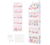 Clastyle Portaoggetti da Appendere Animale Organizer da Appendere per Bambini Vestiti Pannolino Giocattolo Organizzatore Appeso da Porta per Camera da Letto Bagno, Farfalla, 5 Scomparti