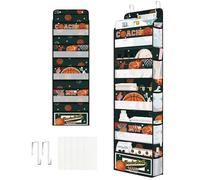 Clastyle Portaoggetti da Appendere Palla Organizer da Appendere per Bambini e Ragazzi Vestiti Pannolino Giocattolo Organizzatore Appeso da Porta per Camera da Letto Bagno, Pallacanestro, 5 Scomparti