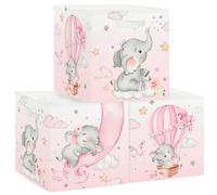 Clastyle Set di 3 Cubi Portaoggetti Ripiegabili Animale da Sogno Kallax Contenitori Pieghevole per Scaffale Scatole Portaoggetti Genitore per Libro Giochi, Elefante, 30x30x30 cm