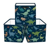 Clastyle Set di 3 Cubi Portaoggetti Ripiegabili Dinosaurio Kallax Contenitori Vulcano per Scaffale Scatole Portaoggetti Genitore per Libro Giochi, Azul, 30x30x30 cm