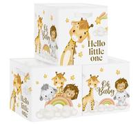 Clastyle Set di 3 Scatole Portaoggetti Animale Sogni Cubo di Stoccaggio per Armadio Vestiti Cesto Scaffali Bambini Scrigno dei Giocattoli e Libri per Scuola Materna,Giraffa,30x30x30 cm