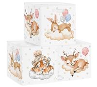 Clastyle Set di 3 Scatole Portaoggetti Animale Sogni Cubo di Stoccaggio per Armadio Vestiti Cesto Scaffali Bambini Scrigno dei Giocattoli e Libri per Scuola Materna,Tigre,30x30x30 cm