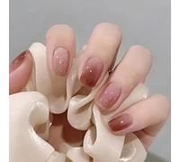 Clataly 24 Pz Breve Rosa Gradiente Unghie False Quadrate Lucido Stampa su Unghie Bianco Nero Acrilico Unghie Carino Nude Rosa False Unghie per le Donne Ragazze (B)