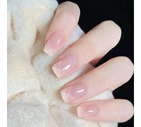 Clataly 24 Pz Breve Rosa Gradiente Unghie False Quadrate Lucido Stampa su Unghie Bianco Nero Acrilico Unghie Carino Nude Rosa False Unghie per le Donne Ragazze (A)