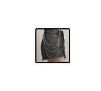 Clataly Catena multistrato, punk, per jeans, stile vintage, in metallo, colore nero e argento